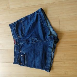 High-waist denim jean shorts